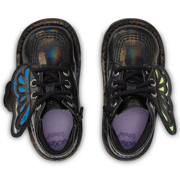 Detail view (Top view mapped) of Infant Girls Kick Hi Wing Synthetic Leather Black