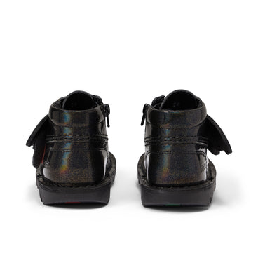 Back view of Infant Girls Kick Hi Wing Synthetic Leather Black