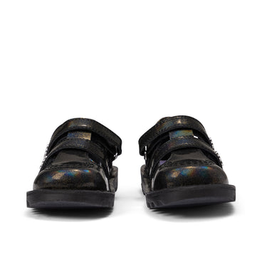 Front view of Infant Girls Kick T-Double Wing Synthetic Leather Black