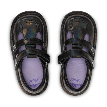 Detail view (Top view mapped) of Infant Girls Kick T-Double Wing Synthetic Leather Black