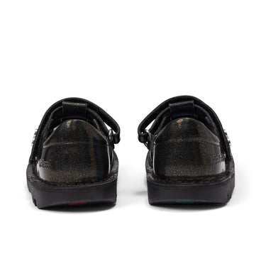 Back view of Infant Girls Kick T-Double Wing Synthetic Leather Black