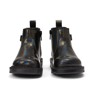 Front view of Infant Girls Kick Chelsea Synthetic Leather Black/Black
