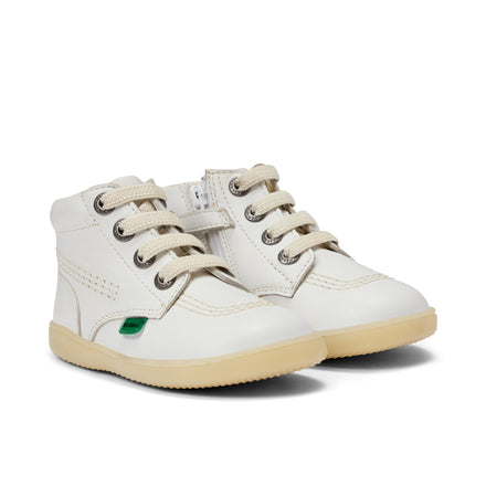 Front ¾ right of Infant Unisex Playflex Hi Leather White