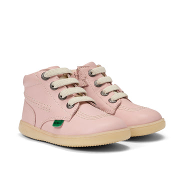 Front ¾ right of Infant Unisex Playflex Hi Leather Light Pink