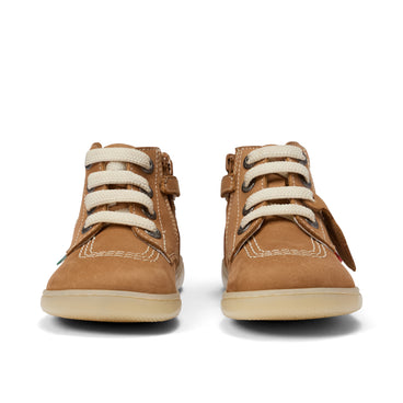 Front view of Infant Unisex Playflex Hi Leather Tan