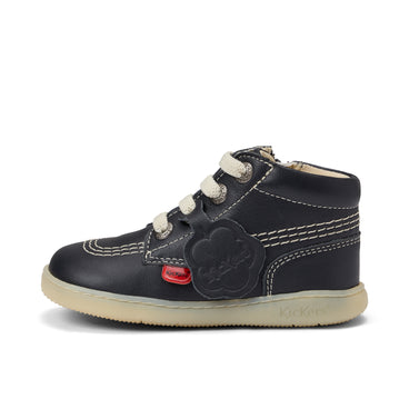 Left side view of Infant Unisex Playflex Hi Leather Navy