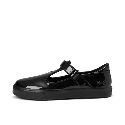 Left side view of Youth Womens Tovni T-Bar Patent Leather Black