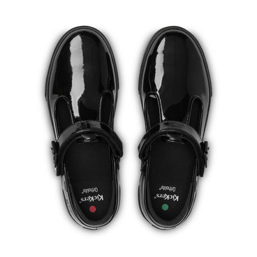 Detail view (Top view mapped) of Youth Womens Tovni T-Bar Patent Leather Black