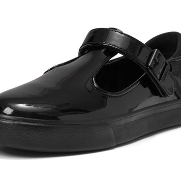 Detail view (close-up) of Youth Womens Tovni T-Bar Patent Leather Black