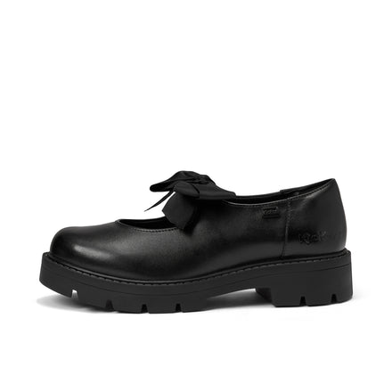 Left side view of Youth Womens Kori Bow Leather Black