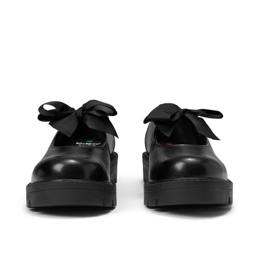 Front view of Youth Womens Kori Bow Leather Black