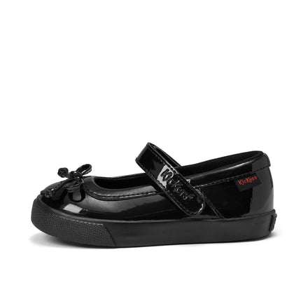 Left side view of Infant Girls Tovni MJ Bow Patent Leather Black