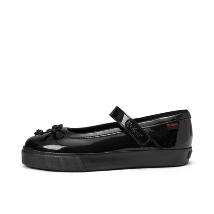 Left side view of Junior Girls Tovni MJ Bow Patent Leather Black