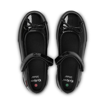 Detail view (Top view mapped) of Junior Girls Tovni MJ Bow Patent Leather Black