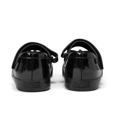 Back view of Junior Girls Tovni MJ Bow Patent Leather Black