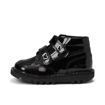 Left side view of Infant Girls Kick Hi Velcro Wings Leather Black