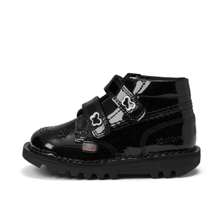 Left side view of Infant Girls Kick Hi Velcro Wings Leather Black