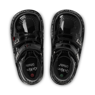 Detail view (Top view mapped) of Infant Girls Kick Hi Velcro Wings Leather Black