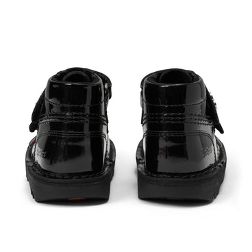 Back view of Infant Girls Kick Hi Velcro Wings Leather Black