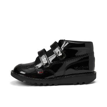 Left side view of Junior Girls Kick Hi Velcro Wings Leather Black