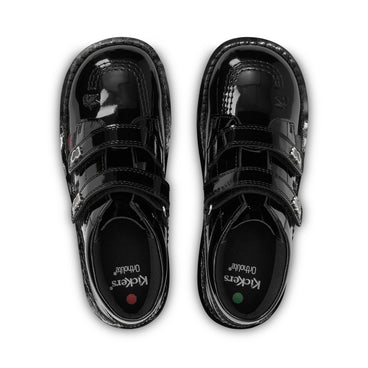 Detail view (Top view mapped) of Junior Girls Kick Hi Velcro Wings Leather Black