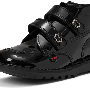 Detail view (close-up) of Junior Girls Kick Hi Velcro Wings Leather Black