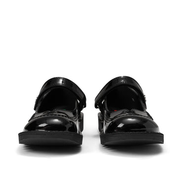 Front view of Junior Girls Kick MJ Wings Leather Black