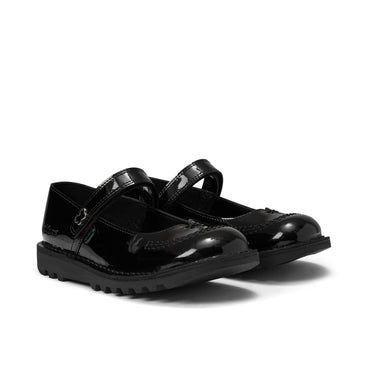 Front ¾ right of Junior Girls Kick MJ Wings Leather Black