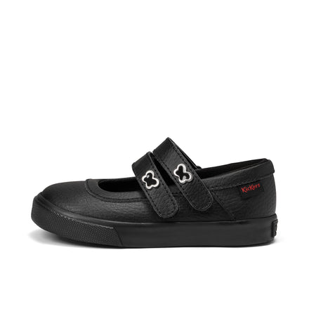 Left side view of Infant Girls Tovni MJ Wings Leather Black