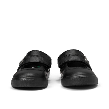Front view of Infant Girls Tovni MJ Wings Leather Black
