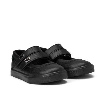 Front ¾ right of Infant Girls Tovni MJ Wings Leather Black