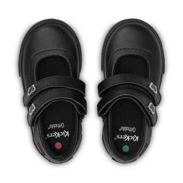 Detail view (Top view mapped) of Infant Girls Tovni MJ Wings Leather Black