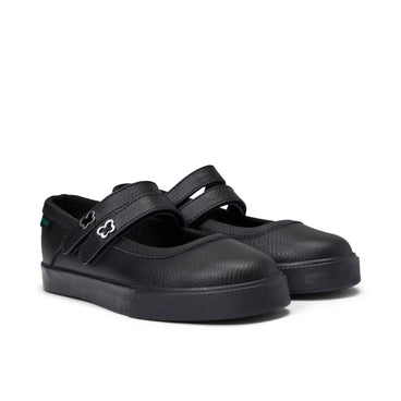 Front ¾ right of Junior Girls Tovni MJ Wings Leather Black