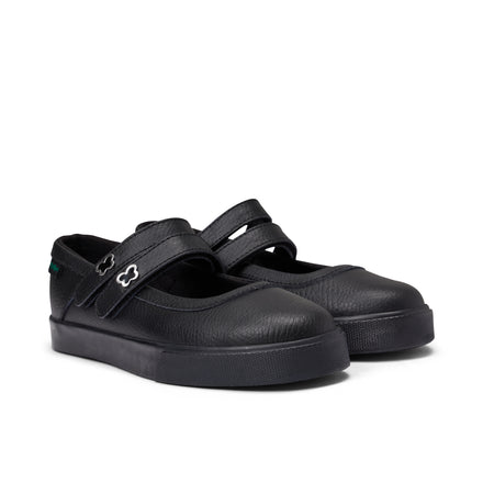 Front ¾ right of Junior Girls Tovni MJ Wings Leather Black