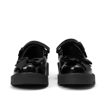 Front view of Junior Girls Kori MJ Ribbon Patent Leather Black