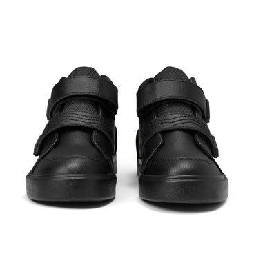 Front view of Junior Boys Tovni Hi Reflective Leather Black