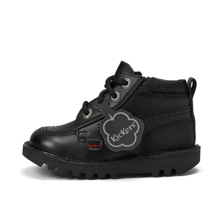 Left side view of Infant Boys Kick Hi Reflective Leather Black