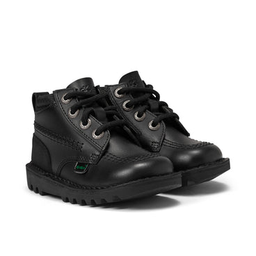 Front ¾ right of Infant Boys Kick Hi Reflective Leather Black