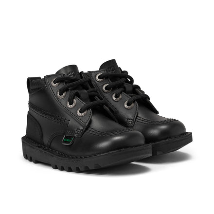 Front ¾ right of Infant Boys Kick Hi Reflective Leather Black