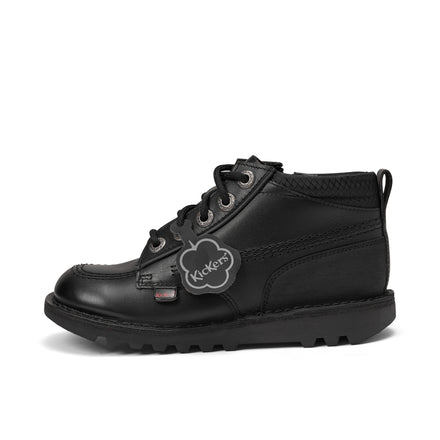 Left side view of Junior Boys Kick Hi Reflective Leather Black