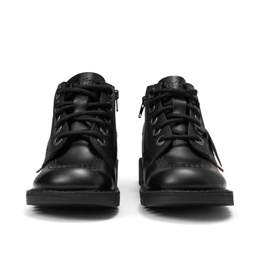 Front view of Junior Boys Kick Hi Reflective Leather Black