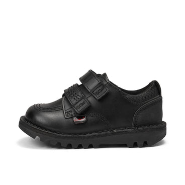 Left side view of Infant Boys Kick Lo Reflective Leather Black