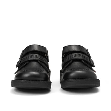 Front view of Infant Boys Kick Lo Reflective Leather Black