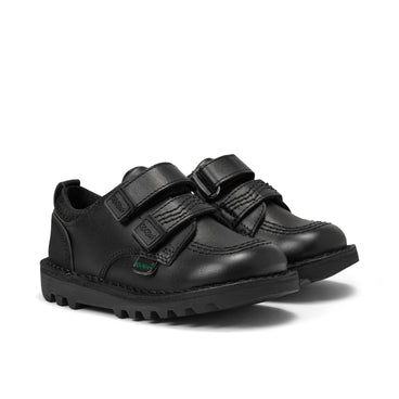 Front ¾ right of Infant Boys Kick Lo Reflective Leather Black