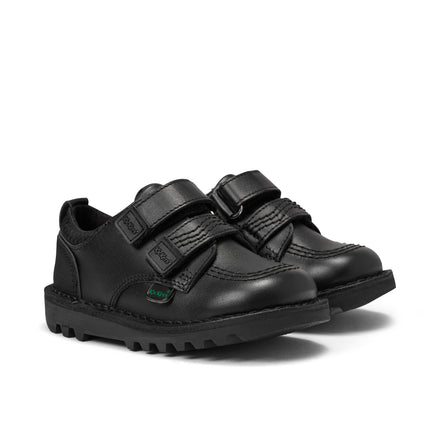 Front ¾ right of Infant Boys Kick Lo Reflective Leather Black