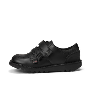 Left side view of Junior Boys Kick Lo Reflective Leather Black