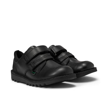 Front ¾ right of Junior Boys Kick Lo Reflective Leather Black