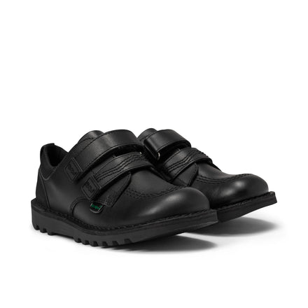 Front ¾ right of Junior Boys Kick Lo Reflective Leather Black