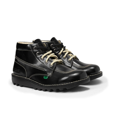 Front ¾ right of Adult Unisex Kick Hi 75 Leather Black