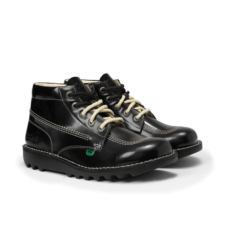 Front ¾ right of Adult Unisex Kick Hi 75 Leather Black